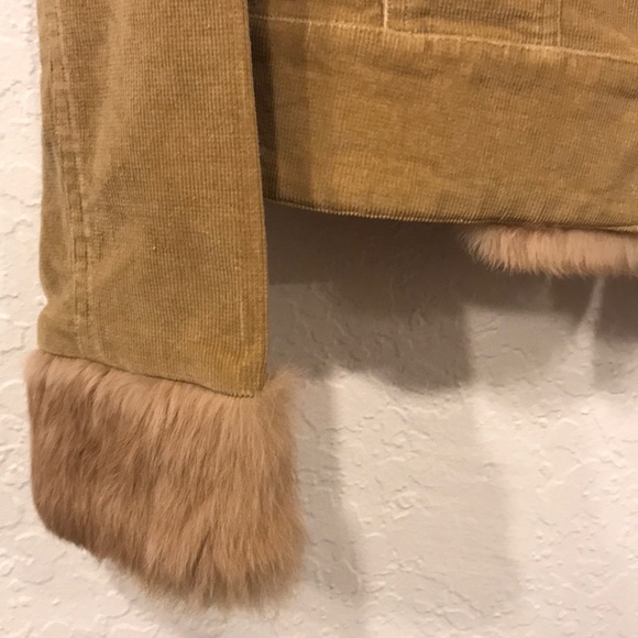 SHERI BODELL rabbit fur corduroy jacket coat Sm - Picture 4 of 8